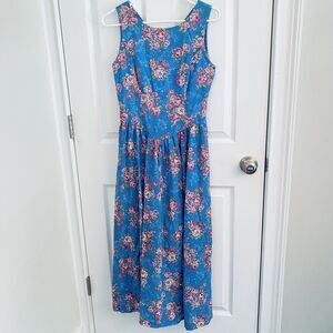 Vintage 1980’s Lanz Dress Size 4 Cottagecore Floral Tea Party Garden Cross Cross